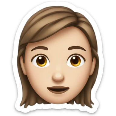 White girl with brown hair and a scrunched nose and pursed mouth sticker