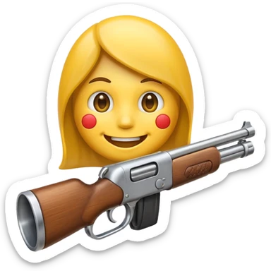 Create a smiling face emoji that’s sucking on the barrel of a shotgun sticker