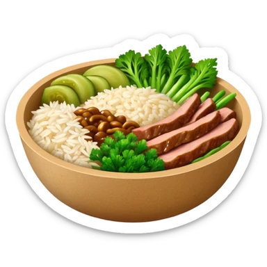 Retangular bowl made of kraft paper, 
The lunch box should be the most similar to this real one..
https://i.postimg.cc/FKcHz1tk/Screenshot-2025-11-11-alle-16-06-29.png

Can get more images of the bowl https://www.instagram.com/chefaporterbr/
Put inside food, like rice, green vegetables and meat. sticker