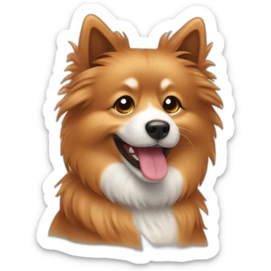 Spitz dog happy face only brown color hairy sticker