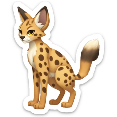 Anthro Beige-Orange-Brown Spotted Fur-Sona-Fakemon Lynx-Caracal-Serval Full Body sticker