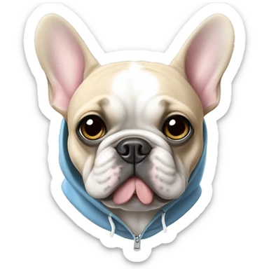 A french bulldog wearing a hoodie sticker