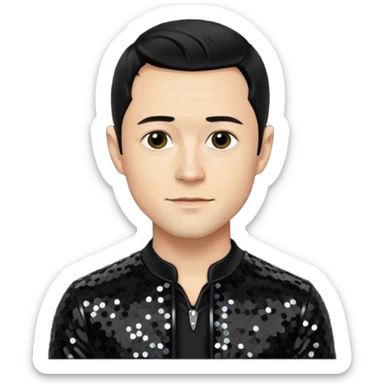 Joseph Gordon-Levitt as Neil McCormick from Mysterious Skin with light skin, black hair, black sequin outfit sticker