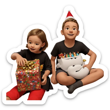christmas morning with presents sticker