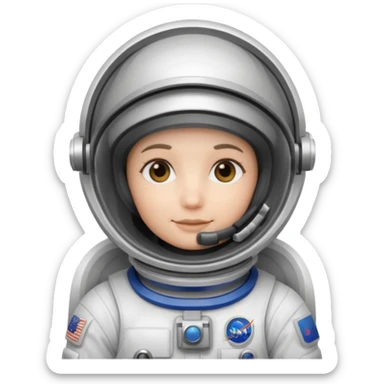 Astronaut in white EVA suit with silver visor helmet sticker