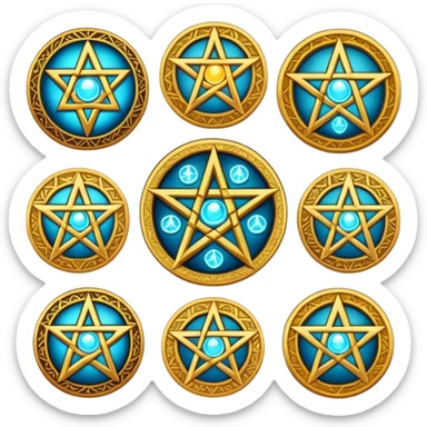 Eight magical pentacles sticker