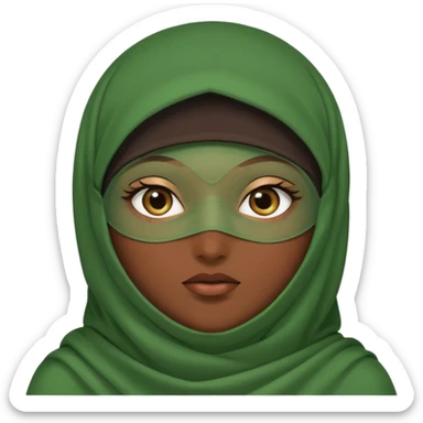Niqab musli girl chocolate color make the niqab green cover whole face except her eya sticker