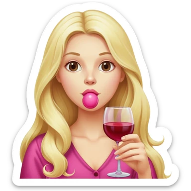 Long Blonde blowing bubblegum wine sticker