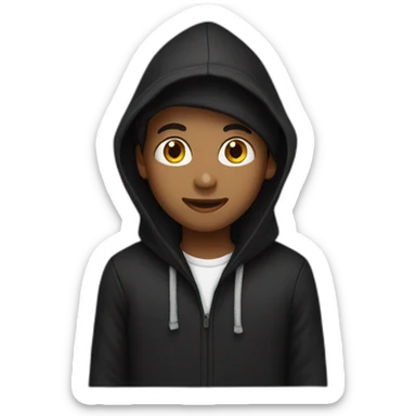 Black Hooded white Boy With black Beanie sticker