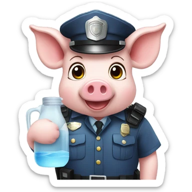 piggies in police outfit with water jug sticker