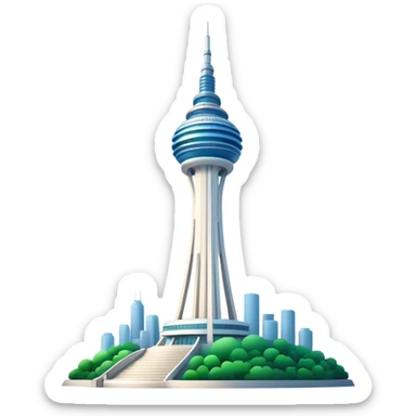 Cinematic Realistic N Seoul Tower Landmark Emoji, showcasing a futuristic tower with panoramic views rendered with sleek textures and vibrant, modern lighting. sticker