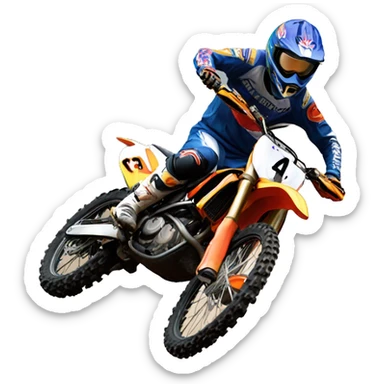 Motocross rider with number 114 flying over the jump  sticker