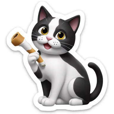 Black and white cat smoking a joint  sticker