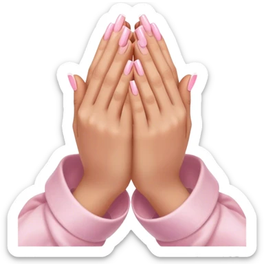 praying hands 🙏🏽 with light pink acrylic nails sticker