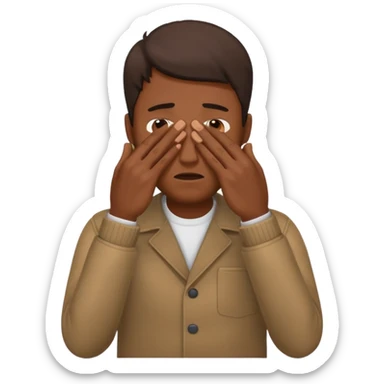 Could you please make an emoji of a community manager man with iphone stressed and covering his face? sticker