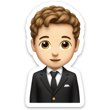 Baby boy in a formal suit with brown hair sticker