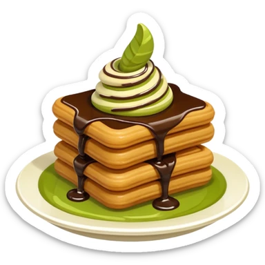 mini churros chocolate and matcha topping sauce sticker
