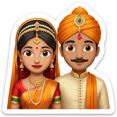 South indian wedding bride and groom sticker