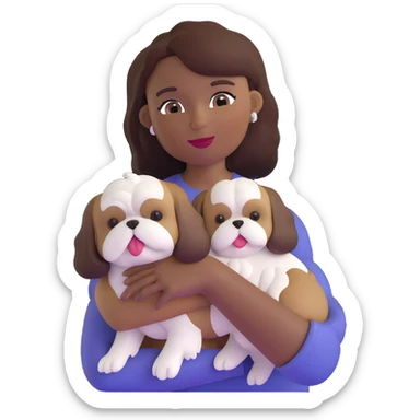 dark-skinned woman holding a Shih Tzu dog sticker