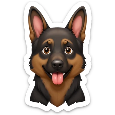 cartoon style dark German Shepherd dog with its tongue hanging out long sticker