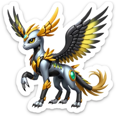 Meloetta-Wargreymon-Trico-Pokémon-Digimon-Fakémon-fusion-hybrid-creature sticker