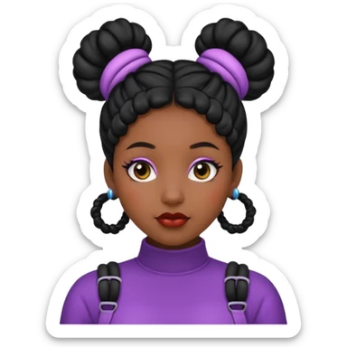 Black woman with Space buns sticker