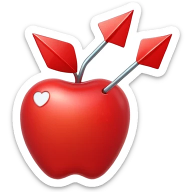 3D Apple style emoji of a pointed arrow, sleek and shiny, vibrant colors, floating on white background, soft shadows, high detail, playful and cute. sticker