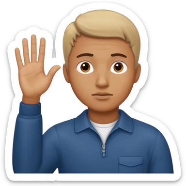 the man is deep in thought, raised one hand, showing something sticker