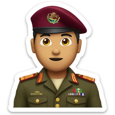Mexican Soldier with maroon beret saluting sticker