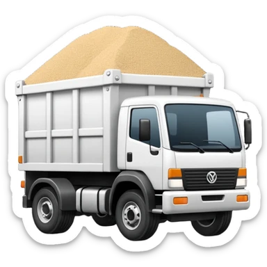 Camión volquete en 2d, en blanco y negro y descargando la carga sticker