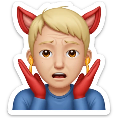 person covering ears, wincing in pain sticker