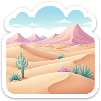 cute kawaii pastel desert landscape  sticker