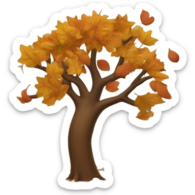 autumn tree with leaves falling  sticker