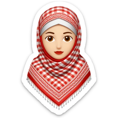 Make a red-and-white patterned keffiyeh emoji with symbolic lines and shapes could represent culture and tradition. sticker