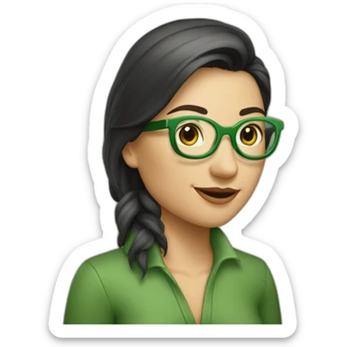 Femme lunette verte avec une queue de cheval sticker