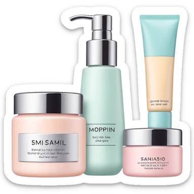 Productos de skincare aesthetic y maquillaje sticker