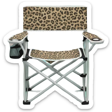 Realistic mint green and leopard print pattern camping folding chair isolated.  sticker