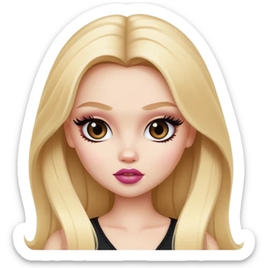pretty bratz baddie, long blonde hair, pale skin sticker