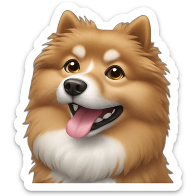 Spitz dog happy face only dark brown color hairy sticker