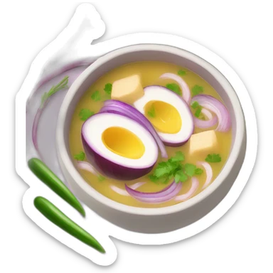 encebollado soup from ecuador that only has red onions, albacore and yucca sticker