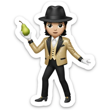 eine birne als micheal jackson verkleidet sticker