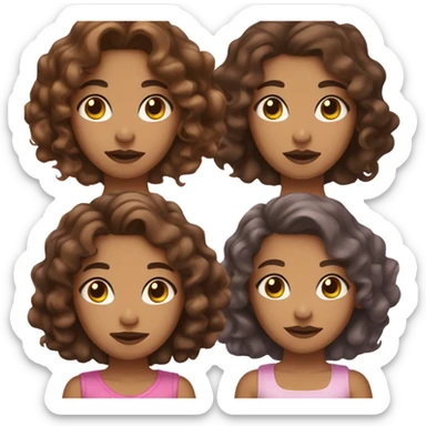 Light skin blasian, curly brown hair, mermaid and sleepy brown eyes, full pink lips, a girl sticker