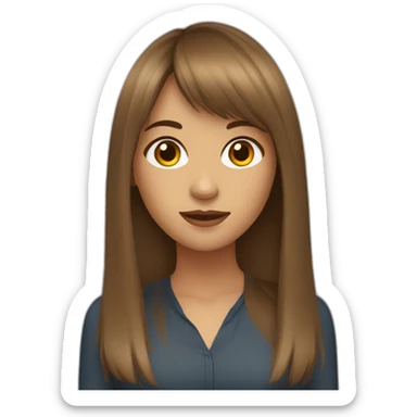 digital business young woman with long brown hair with bangs, brown eyes tan skin sticker