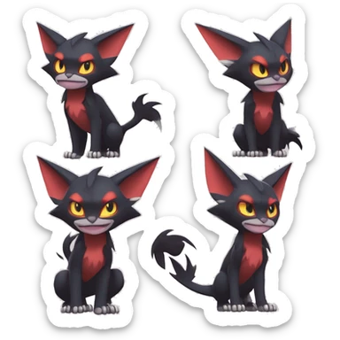 Edgy Cute Cool Kawaii Litten-Noivern-Zoroark-Torracat-Noibat-Pokémon Full Body sticker