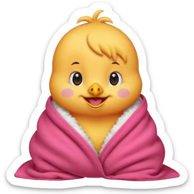 happy smile red chicks in pink blanket sticker