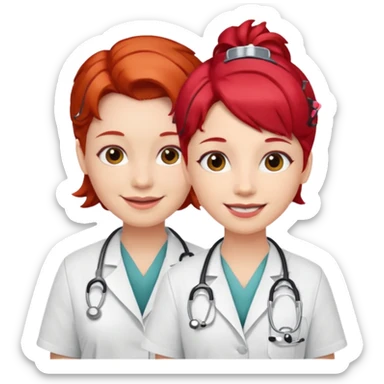 doctors wirh red hairclips sticker