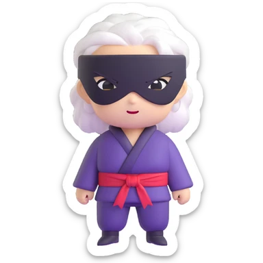 Satoru Gojo from Jujutsu Kaisen, white hair, blindfold, confident smirk, chibi face proportions, energetic expression sticker