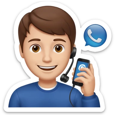 man with brown hair sending a voice message on the phone sticker