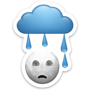 "Minimalist depression-themed emoji set with a sad face, rain cloud, broken heart, teardrop, and neutral face with thought bubble in muted gray and blue tones on white." sticker