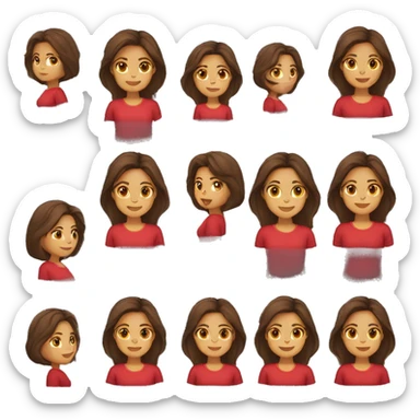 classic woman emoji light to medium skin, straight dark brown hair red shirt  sticker